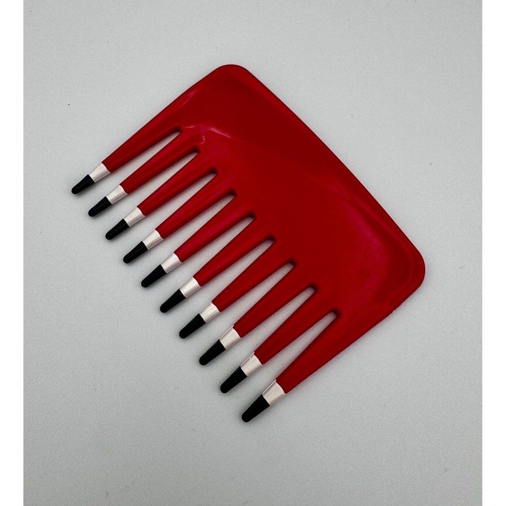 Vintage 80s MEBCO Touch-Me Tip Volume Comb Red Double Dipped Detangling Rake New